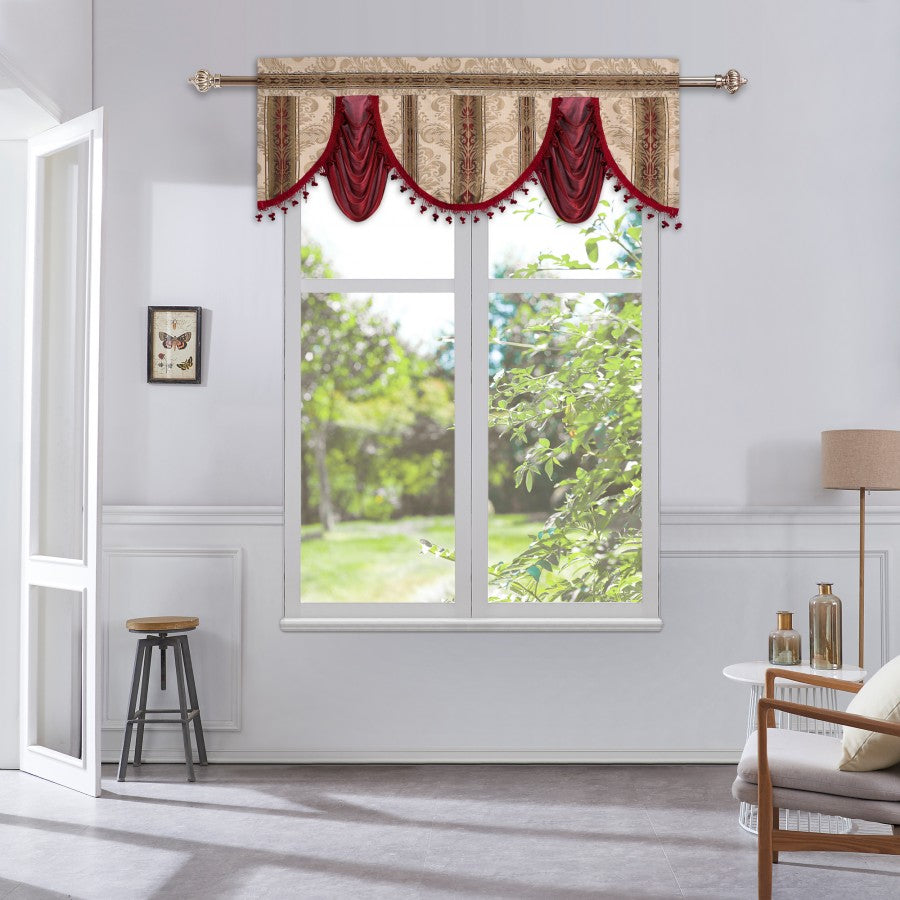 Regal Home Collections Royal Damask Fringed And Layered Window Valance
