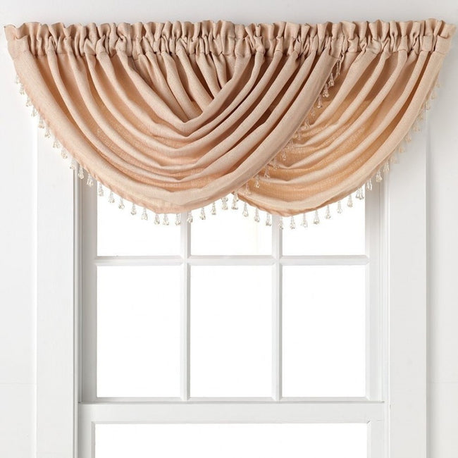 GoodGram 2-Pack: Beaded Emerald Crepe Waterfall Valances