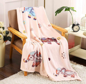GoodGram Bohemian Elephant Ultra Plush Soft & Cozy Fleece Throw Blanket - Pink
