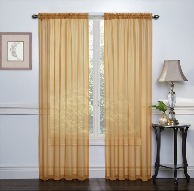 GoodGram 2 Pack: GoodGram Ultra Luxurious Sheer Voile Curtains - Gold
