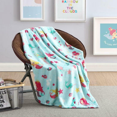 Kate Aurora Ultra Soft & Plush Mermaids & Fish Princess Hypoallergenic Fleece Throw Blanket