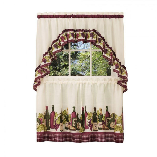 GoodGram Chardonnay Complete Kitchen Curtain Tier Pair and Valance Set