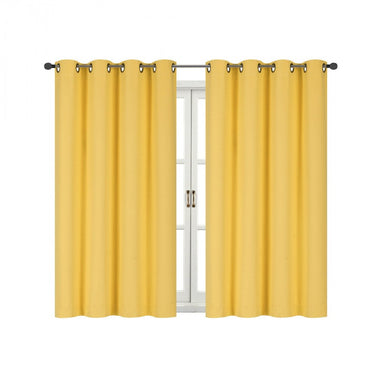 Kate Aurora 100% Hotel Thermal Blackout Yellow Grommet Top Curtain Panels