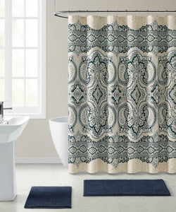 Kate Aurora French Chateau Paisley Chic Premium Fabric Shower Curtain