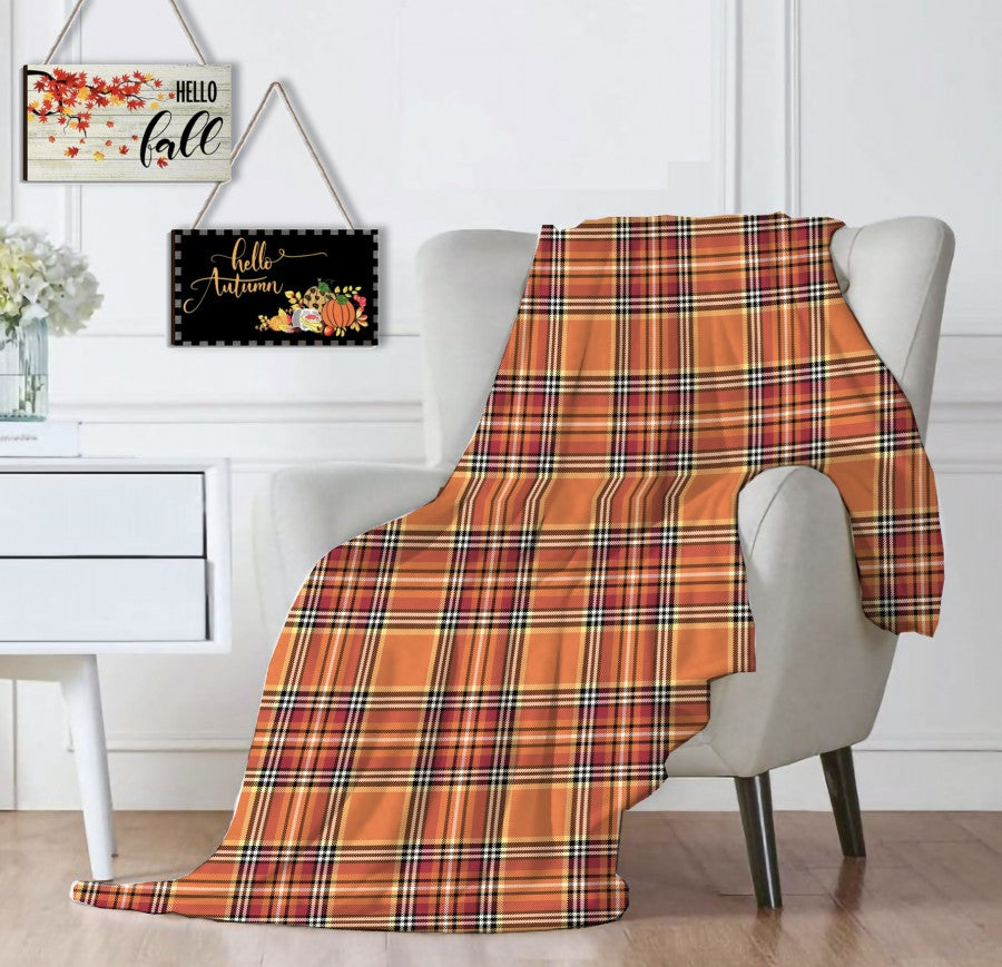 Kate Aurora Ultra Soft & Cozy Oversized Plaid Autumn Halloween Harvest Plush Accent Throw Blanket - 50 in. W x 70 in. L