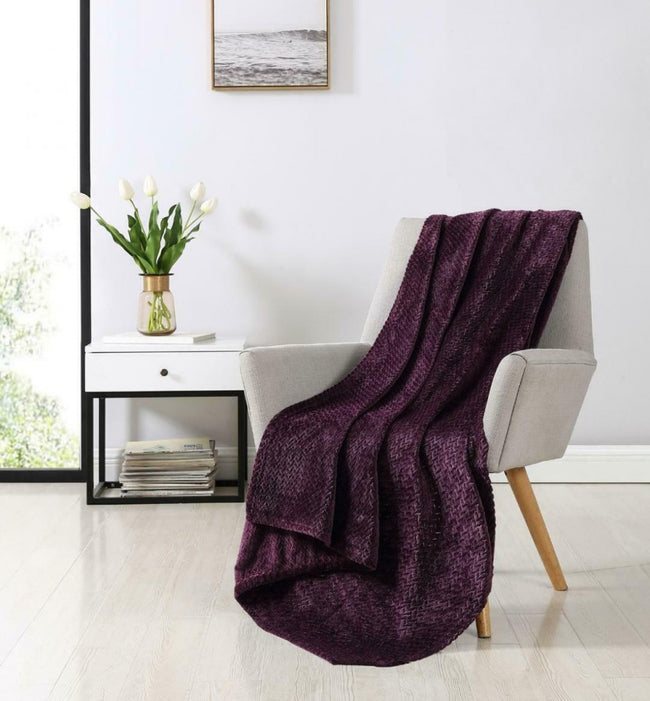 Kate Aurora Ultra Soft & Plush Herringbone Fleece Throw Blanket Covers