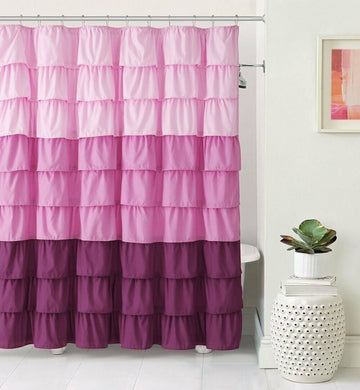 GoodGram Home Gypsy Ombre Ruffled Fabric Shower Curtains