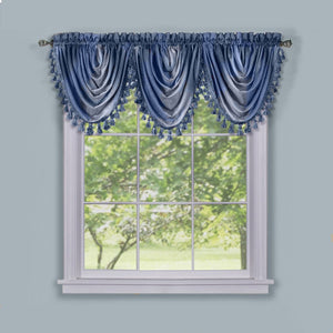 GoodGram Royal Ombre Curshed Semi Sheer 3 Pack Tassled Window Curtain Valances