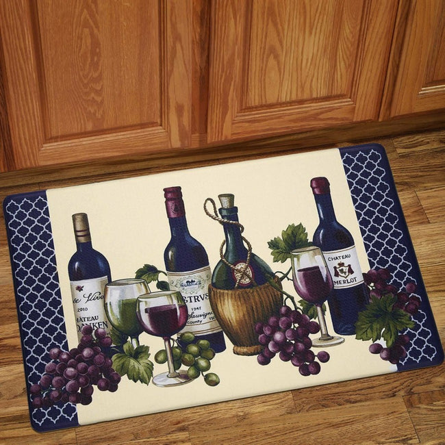 GoodGram Chateau Memory Foam Anti-Fatigue Navy & Purple Kitchen Floor Mat 18" x 30"