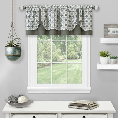 Kate Aurora Living  Modern Geometric Button Tuck Rod Pocket Window Valance