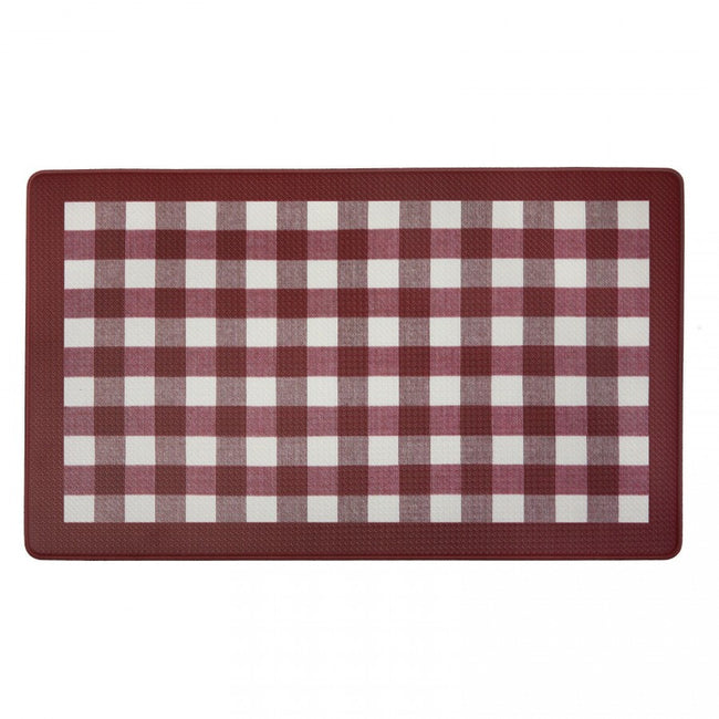 GoodGram Buffalo Burgundy Plaid Memory Foam Anti-Fatigue Kitchen Floor Mat 18" x 30"