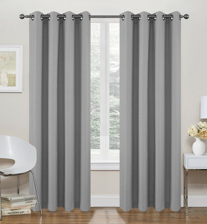Regal Home Hotel Thermal Insulated Foamback Blackout Grommet Top Curtain Panel Pair - Gray