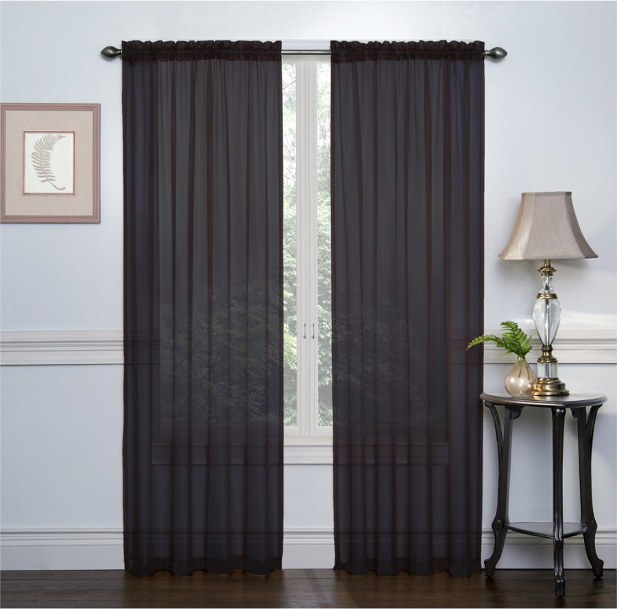 GoodGram 2 Pack: VCNY Ultra Luxurious Sheer Voile Curtains - Black