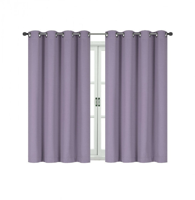 Kate Aurora 100% Hotel Thermal Blackout Lavender Grommet Top Curtain Panels