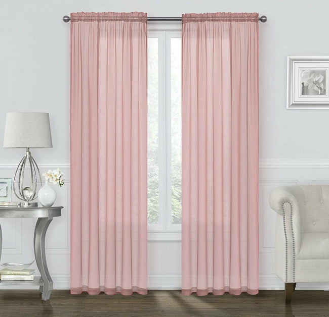 Kate Aurora Coastal Pastel Colored Sheer Voile Window Curtains
