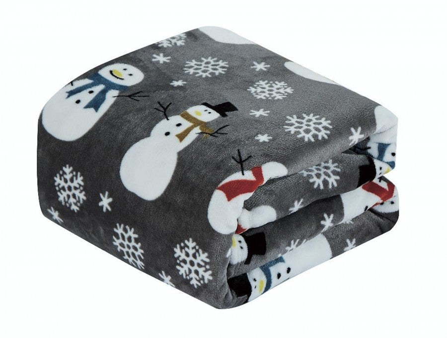 Kate Aurora Ultra Soft & Cozy Christmas Gray Snowman Plush Accent Throw Blanket Cover - 50 in. W x 60 in. L