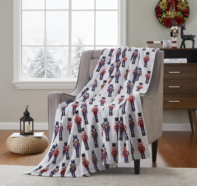 Kate Aurora Living Nutcrackers Ultra Soft & Plush Hypoallergenic Christmas Throw Blanket Cover