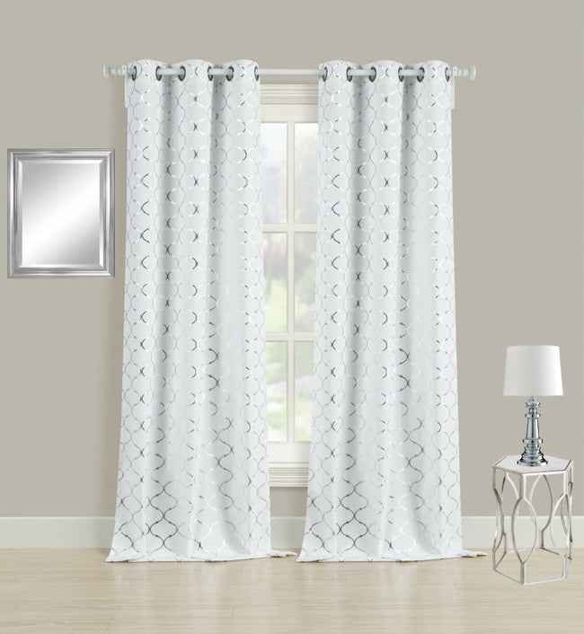 GoodGram 2 Pack Metallic Lattice Foil Ultra Luxurious Grommet Top Window Curtains