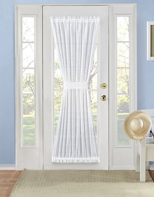 Kate Aurora Living Plaid Sheer French Door Curtain Panel With Tieback