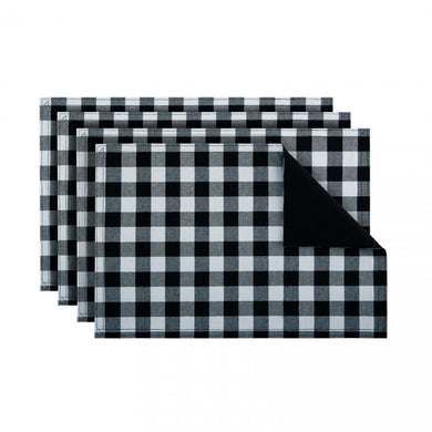 Kate Aurora 4 Pack Gingham Plaid Checkered Reversible Country Farmhouse Placemats