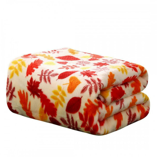 Kate Aurora Living Ultra Soft & Plush Fall Autumn Leaves Hypoallergenic Fleece Throw Blanket Cover