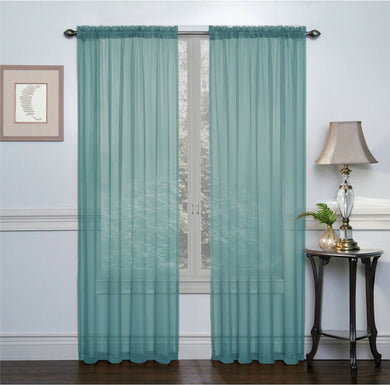 Kate Aurora Basic Living Turquoise Premium Semi Sheer Voile Curtain Pair - 84 in L